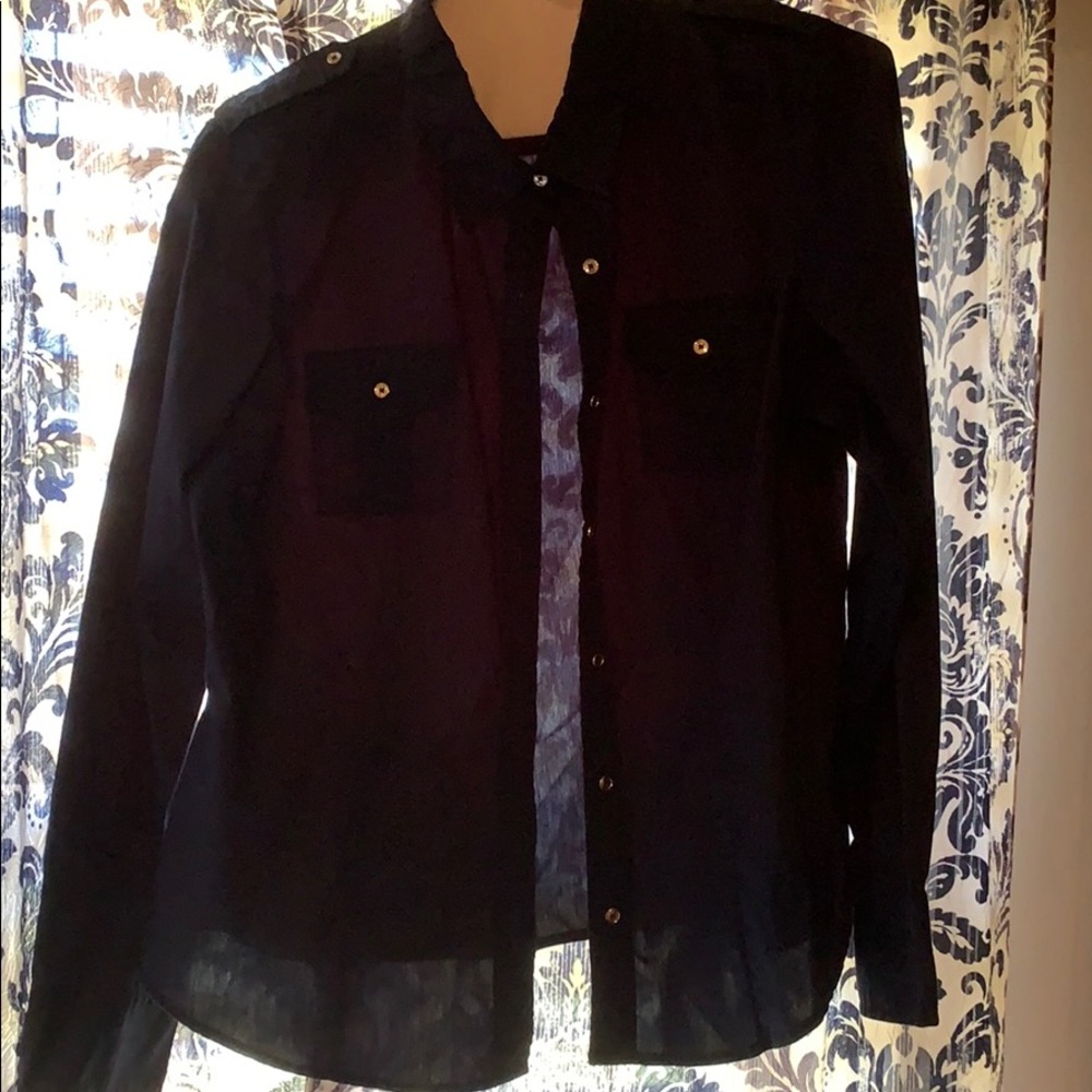 Navy button up dress shirt